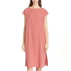 Eileen Fisher CHUTNEY Sandwashed Tencel  Bateau Midi Dress Women PETITE SMALL